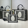 C*D Book Tote Oblique pattern Lace details Canvas