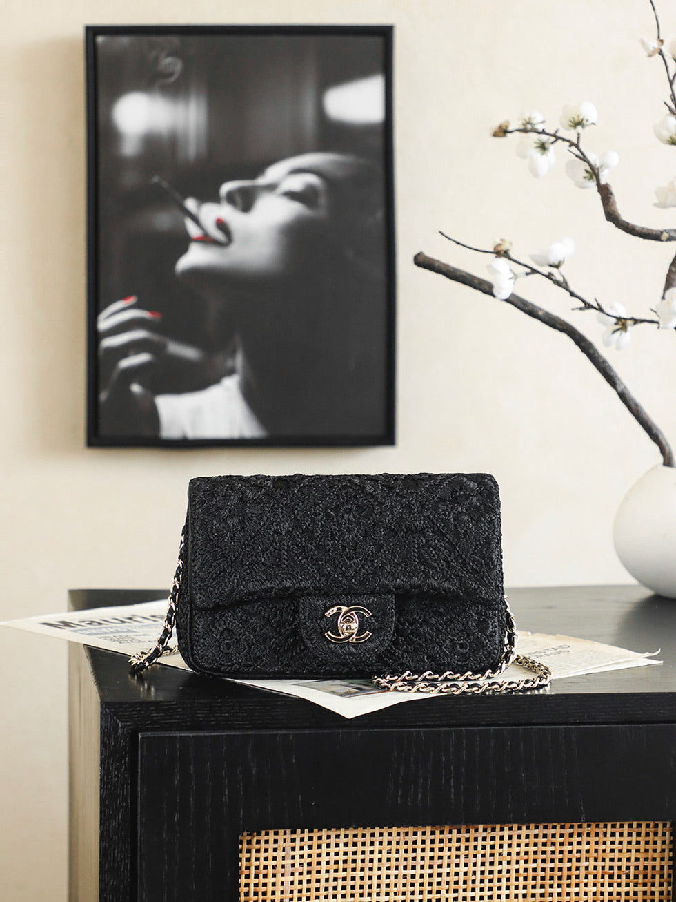 Ch*nel 2026 Camellia Bag Woven Leather