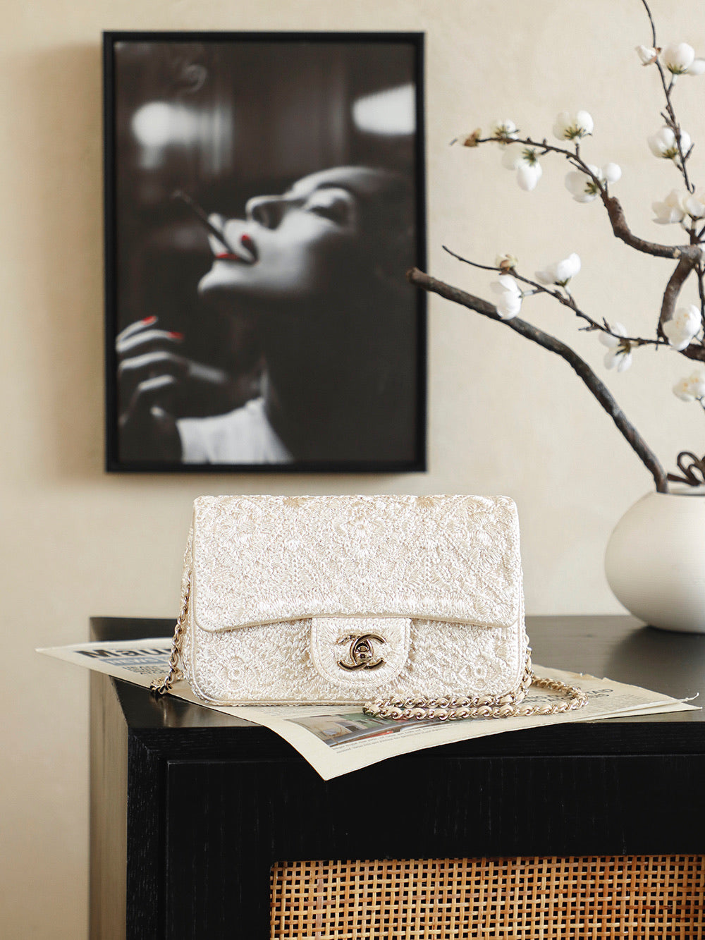 Ch*nel 2026 Camellia Bag Woven Leather