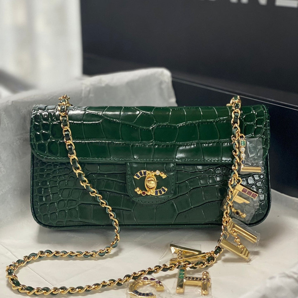 Ch*ne 2026 Gemstone encrusted Double C Bag Calfskin