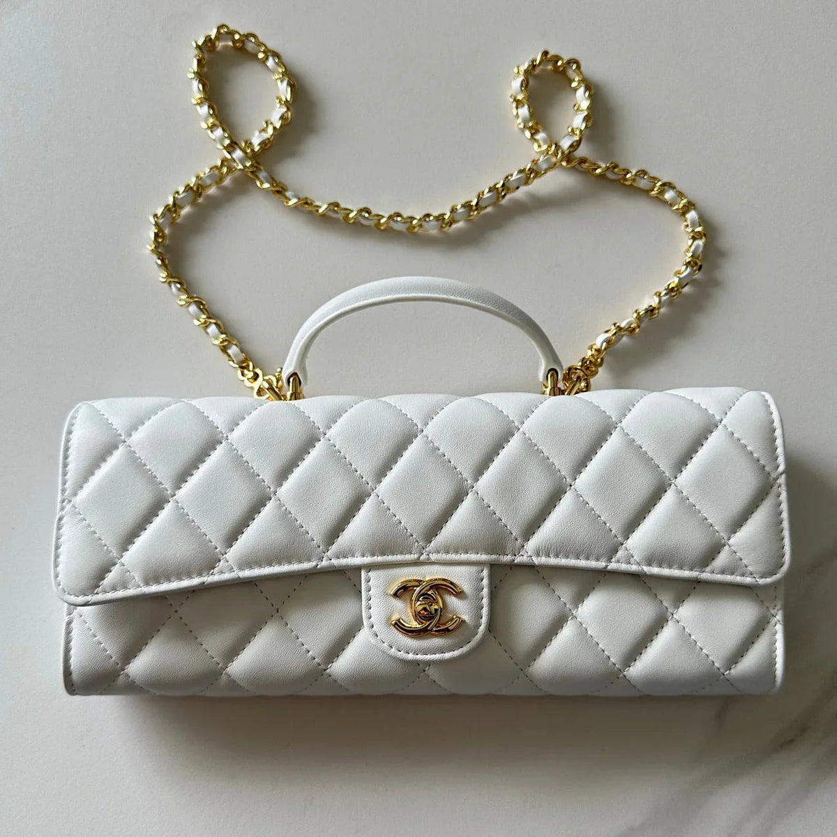 C*C 2026 Long Top Handle Clutch Lambskin