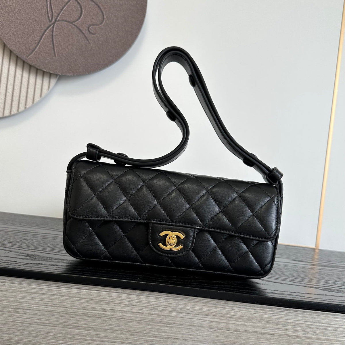 C*C 26S East Flap Bag Quilted Suede Lambskin