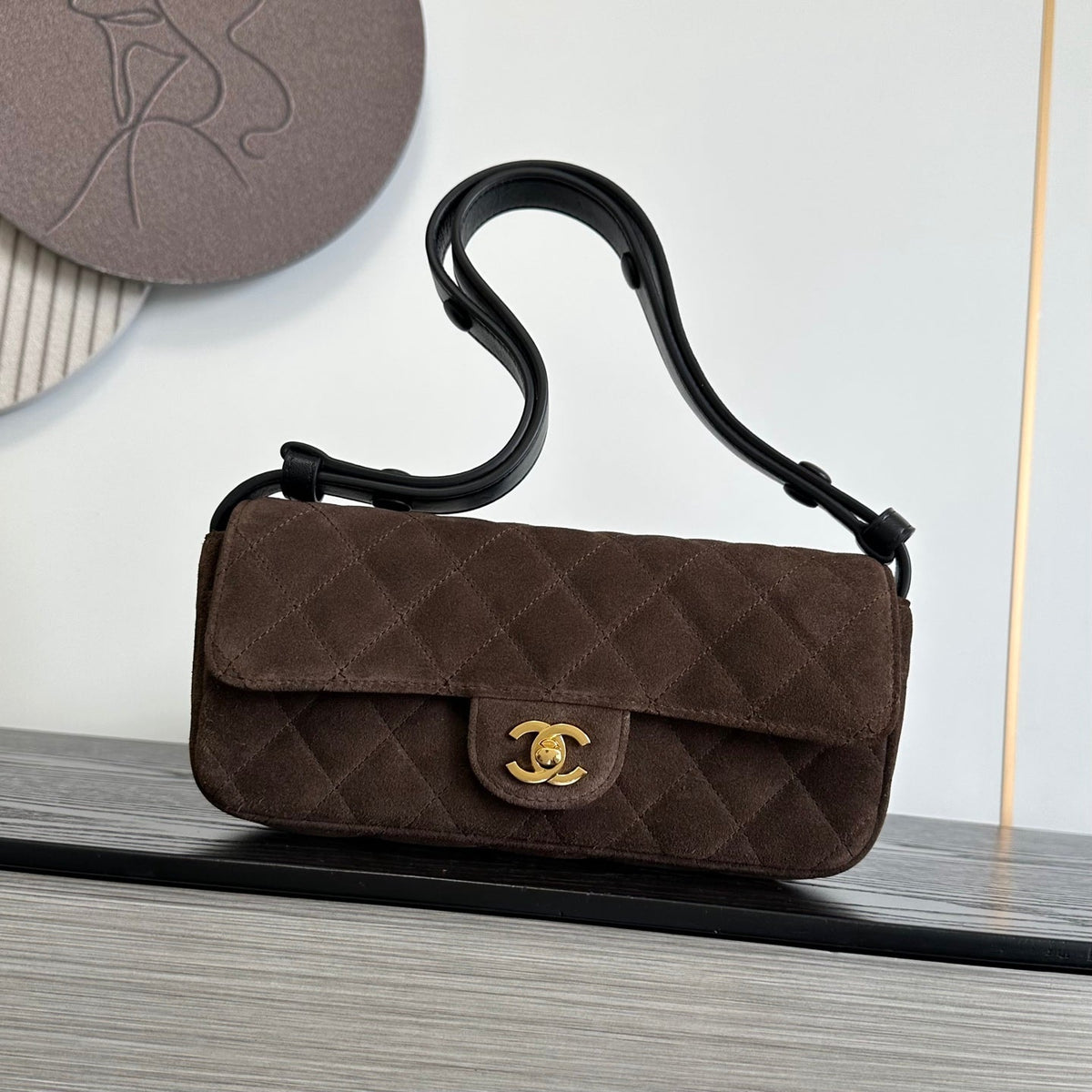 C*C 26S East Flap Bag Quilted Suede Lambskin