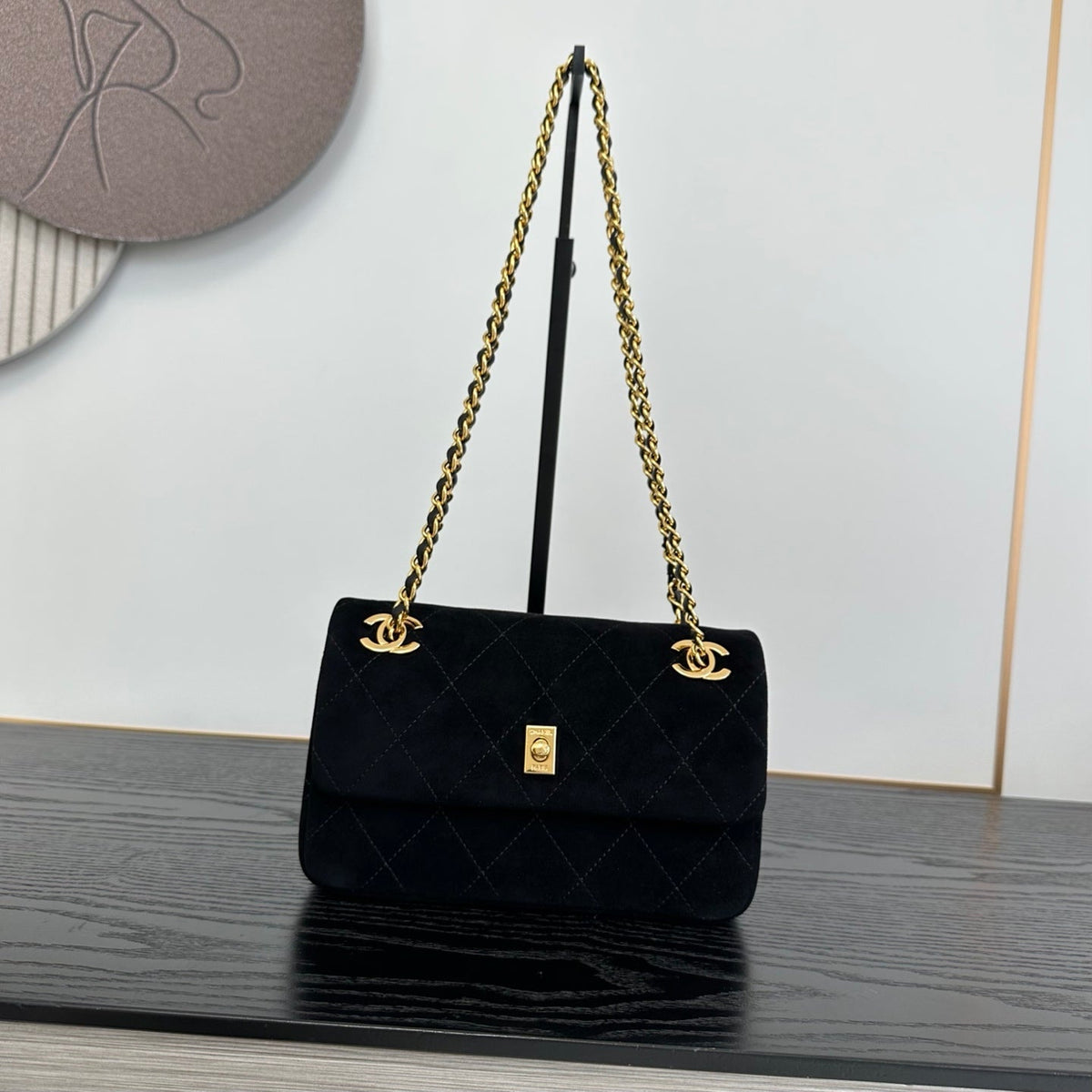 C*C 26A Quilted Flap Shoulder Bag Suede