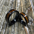 Couples Set Whiskey Barrel Black Tungsten Wedding Band with White Oak Whiskey Ring Inlay