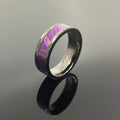 Hammered Gunmetal Tungsten Wedding Band: Purple Box Elder Wood Inlay