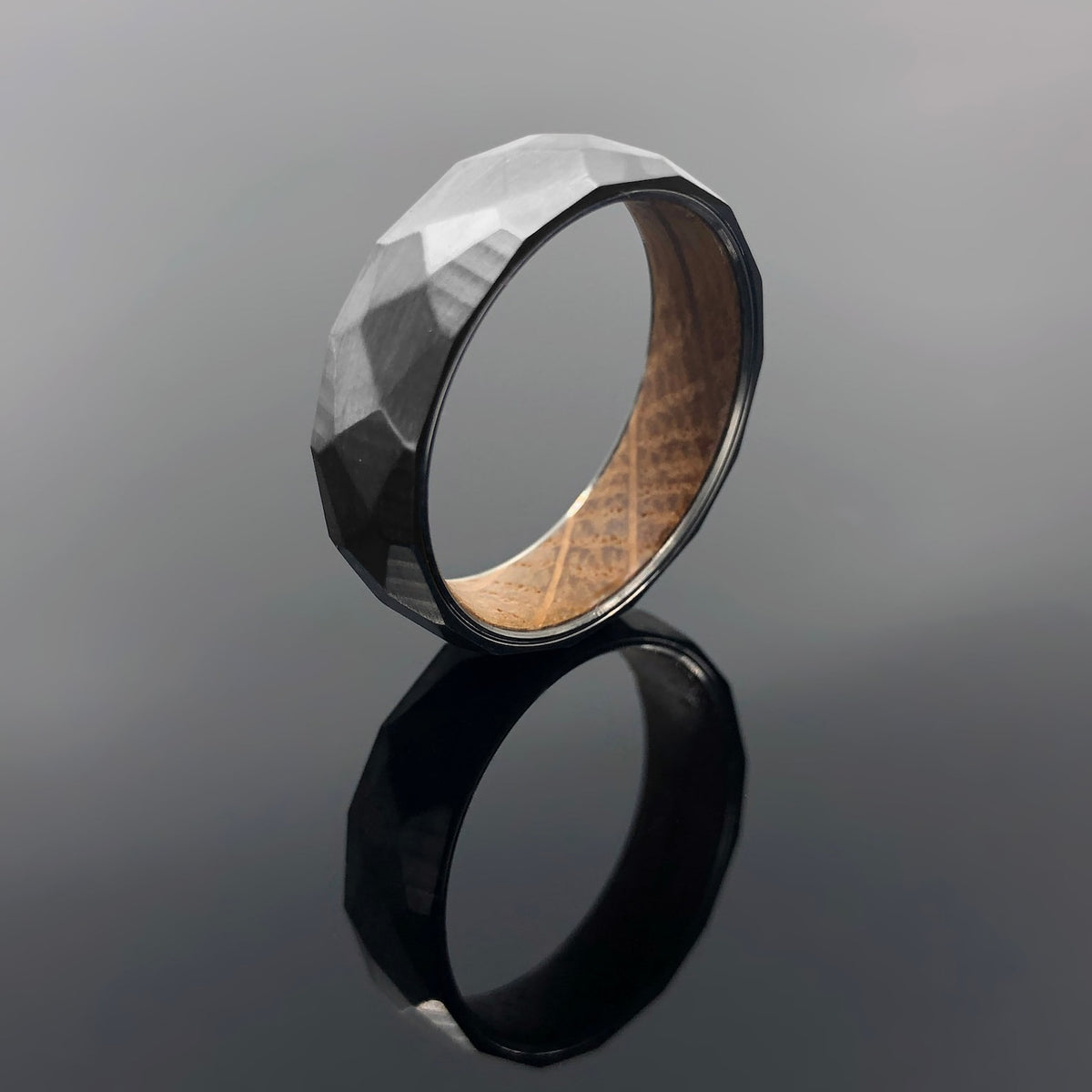 Forged Titanium Whiskey Barrel Wedding Band Ring