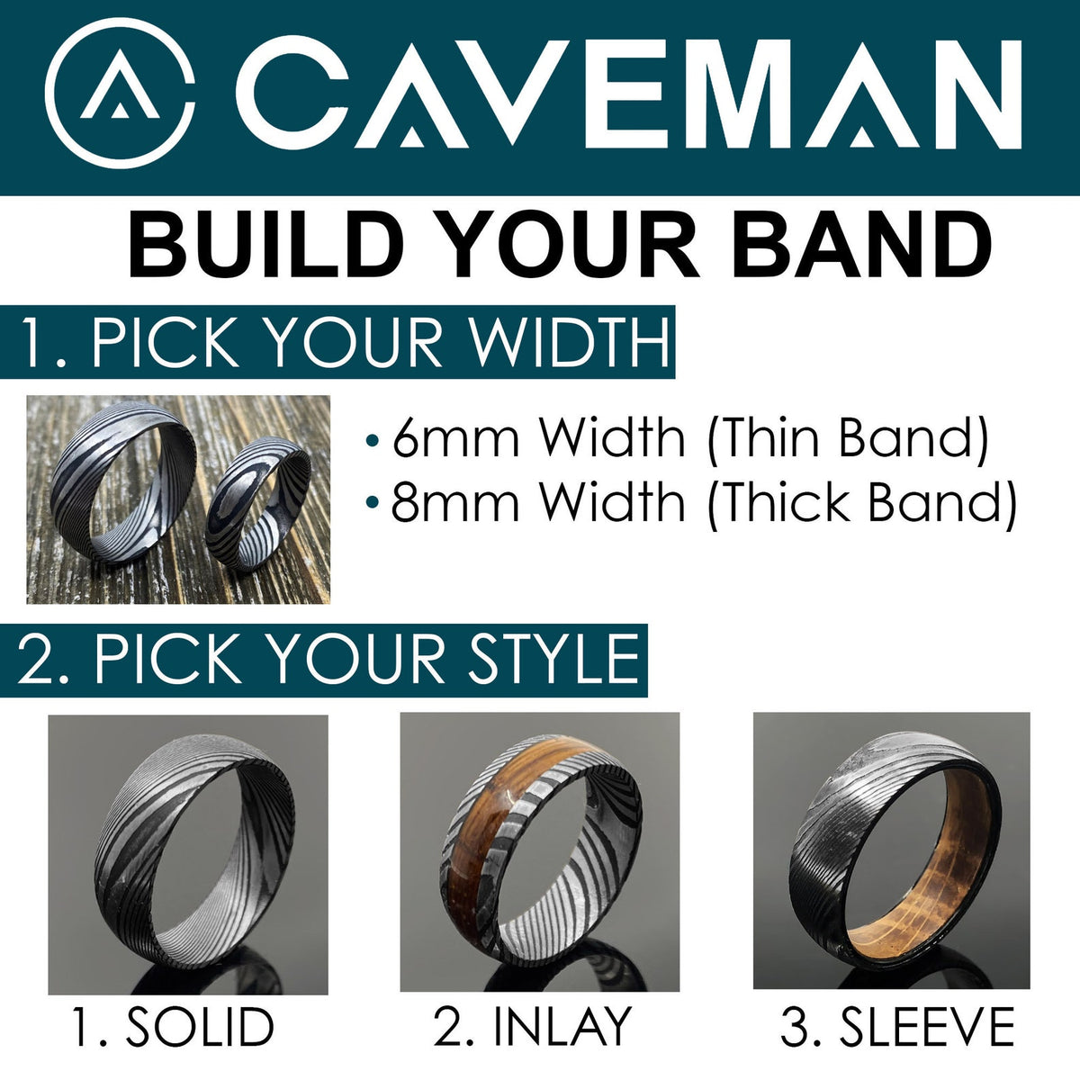 THE KING: Whiskey Barrel & Damascus Steel Wedding Ring Band