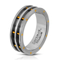 Modern Titanium and brass piston ring wedding band