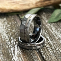 Reclaimed Antler Hammered Tungsten Wedding Band: The Silver Elk Ring