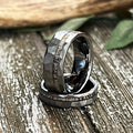 Reclaimed Antler Hammered Tungsten Wedding Band: The Silver Elk Ring