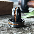 Whiskey Barrel Tungsten Wedding Band: Gunmetal Beveled Ring