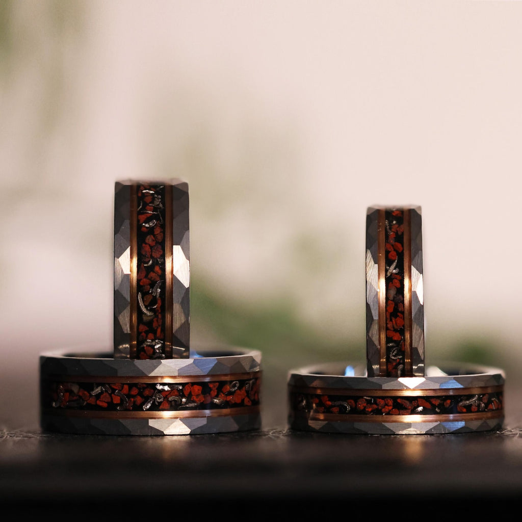 Meteorite Dinosaur Bone x Rose Gold Tungsten