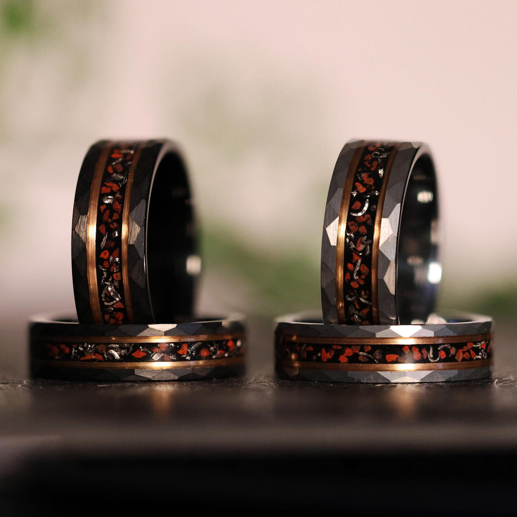 Meteorite Dinosaur Bone x Rose Gold Tungsten