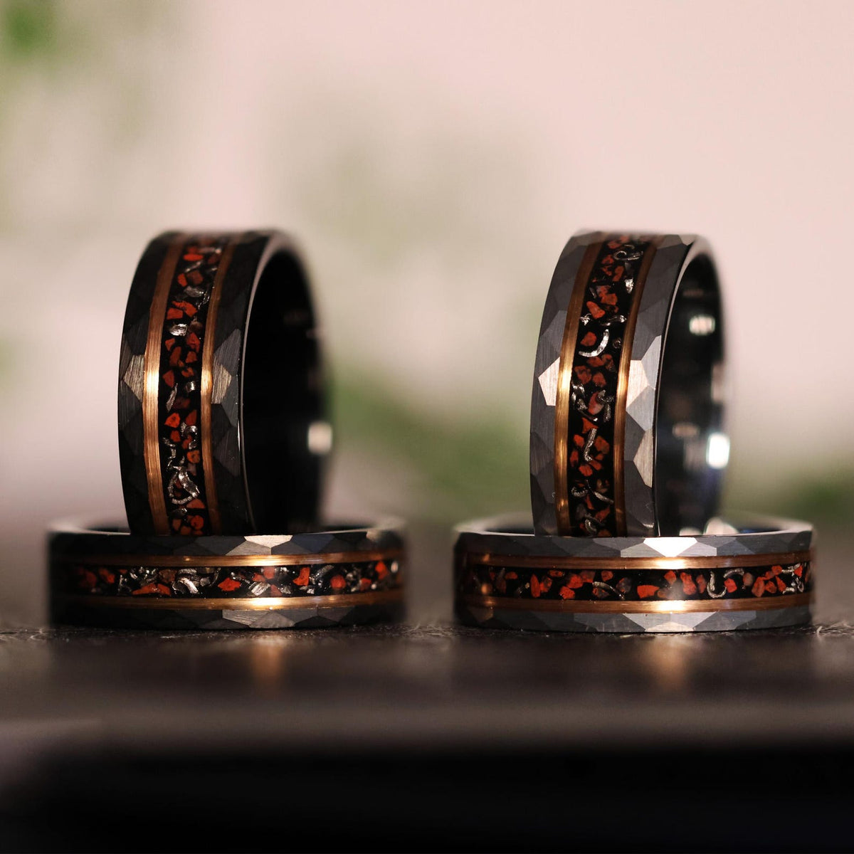 Meteorite Dinosaur Bone x Rose Gold Tungsten