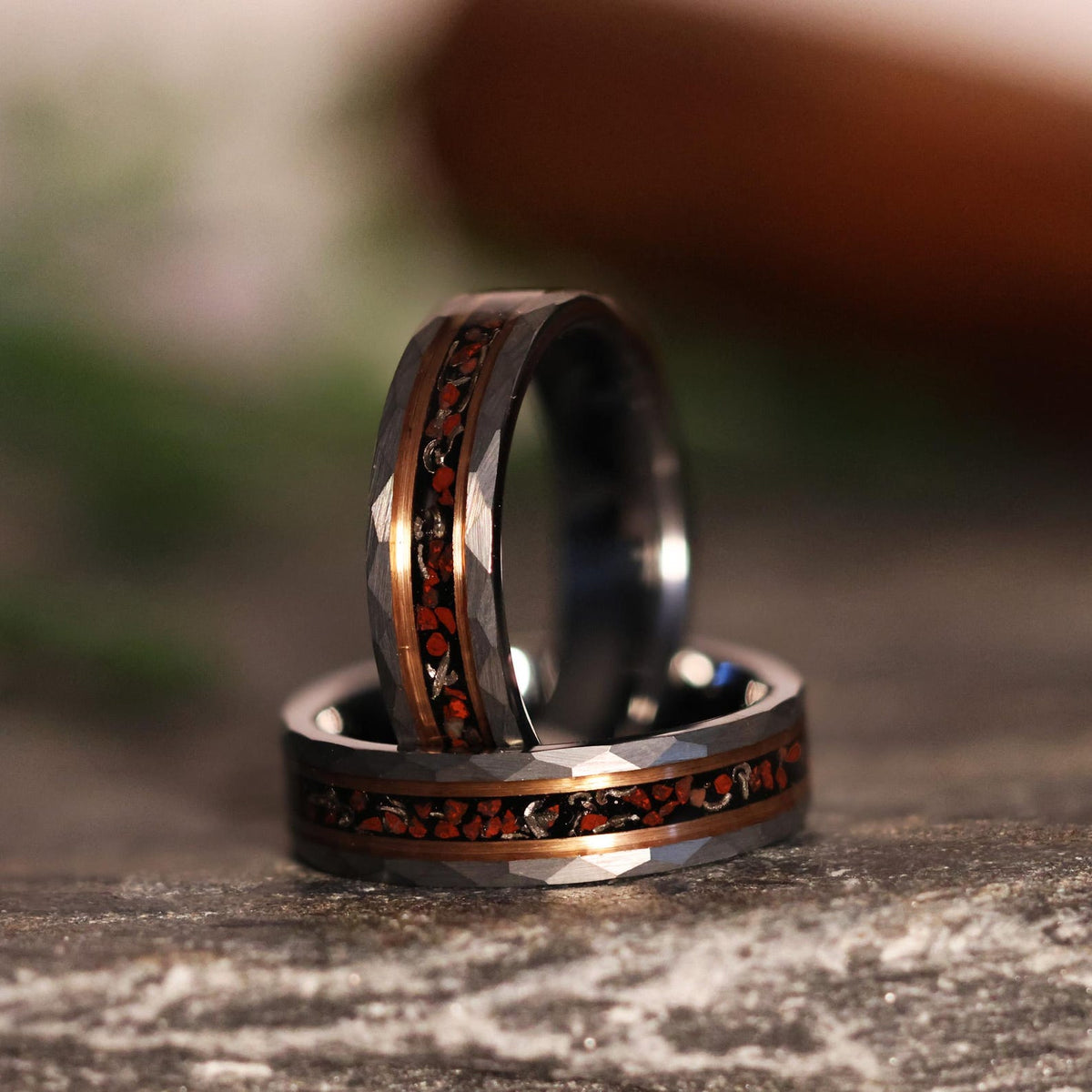 Meteorite Dinosaur Bone x Rose Gold Tungsten
