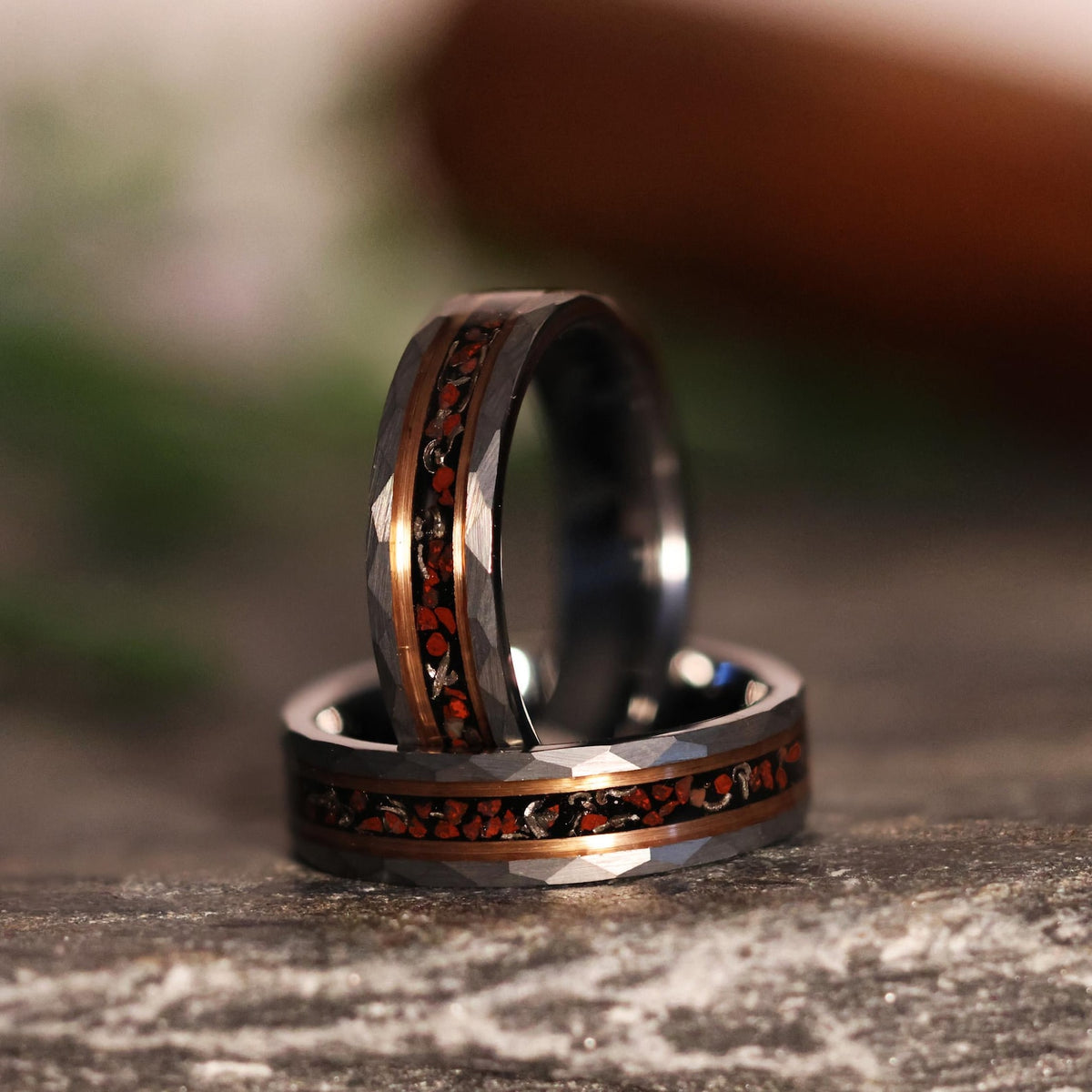 Meteorite Dinosaur Bone x Rose Gold Tungsten