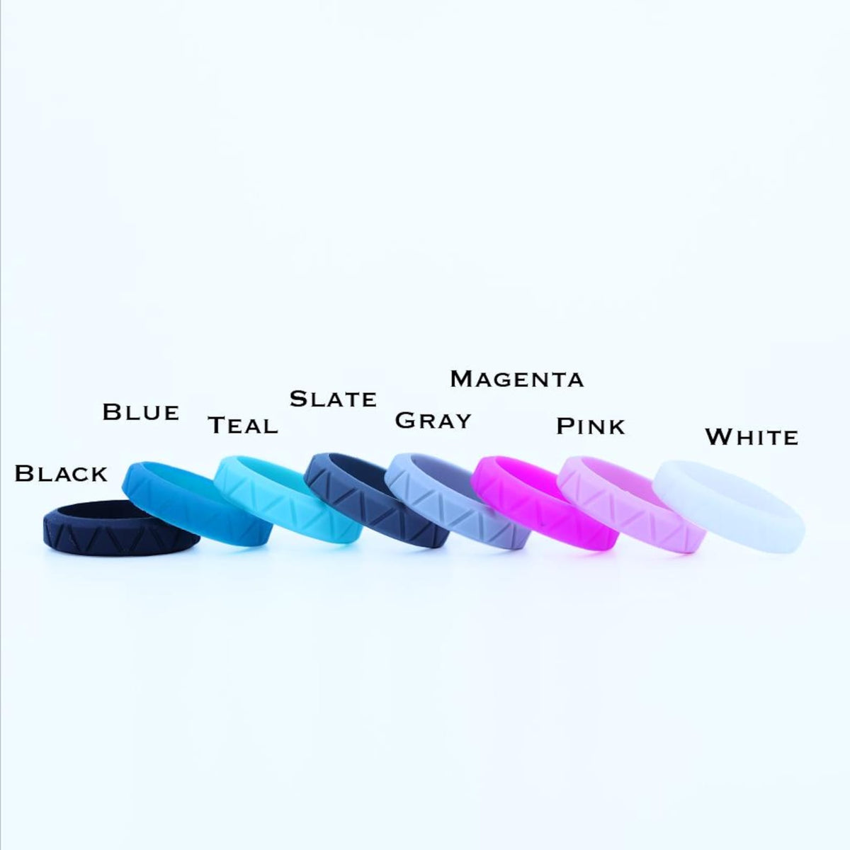 Full Set Womens Silicone Rings! Custom Fitness Rubber Wedding Bands all colors