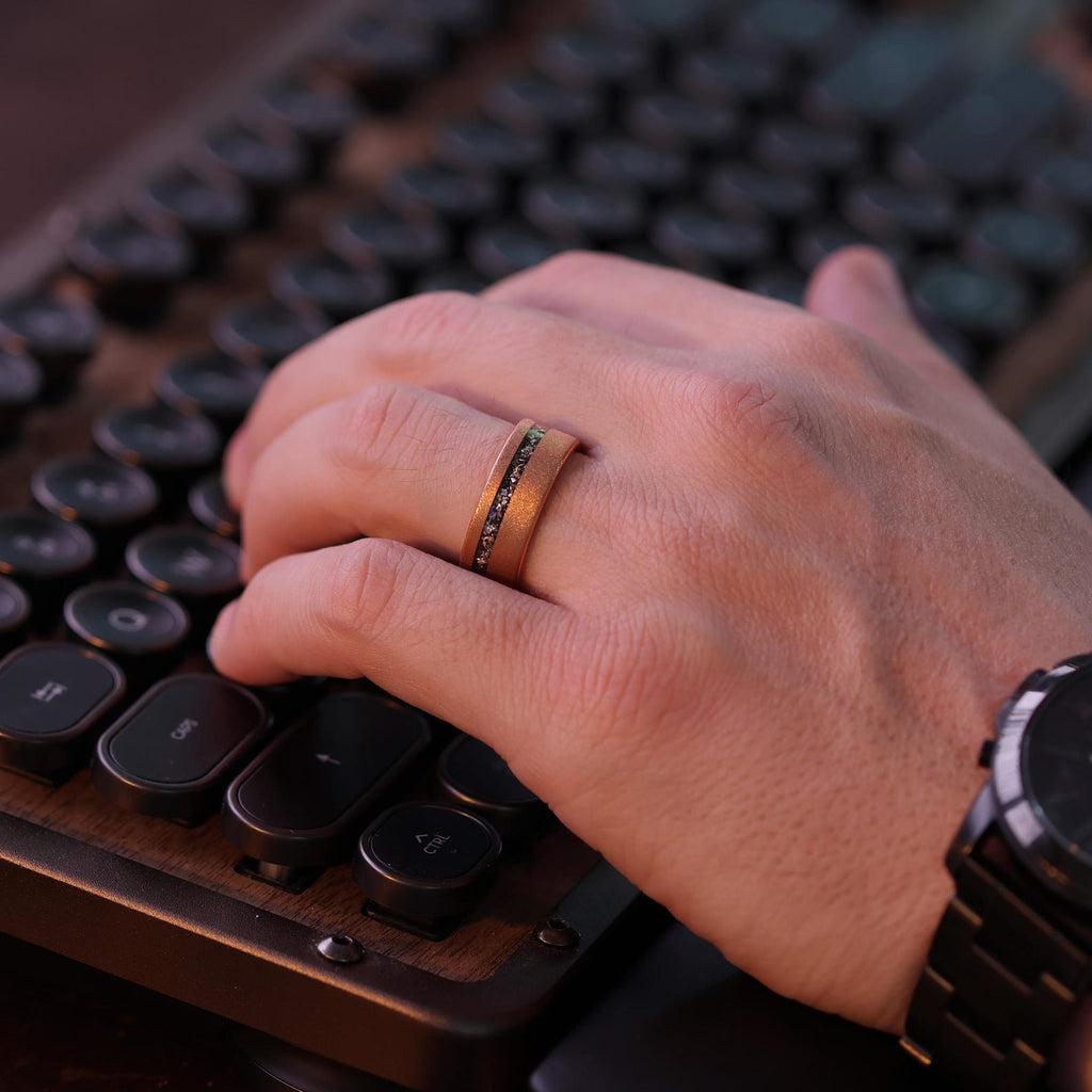 Couples Set | Rose Gold Meteorite | 18k Sandblasted Tungsten