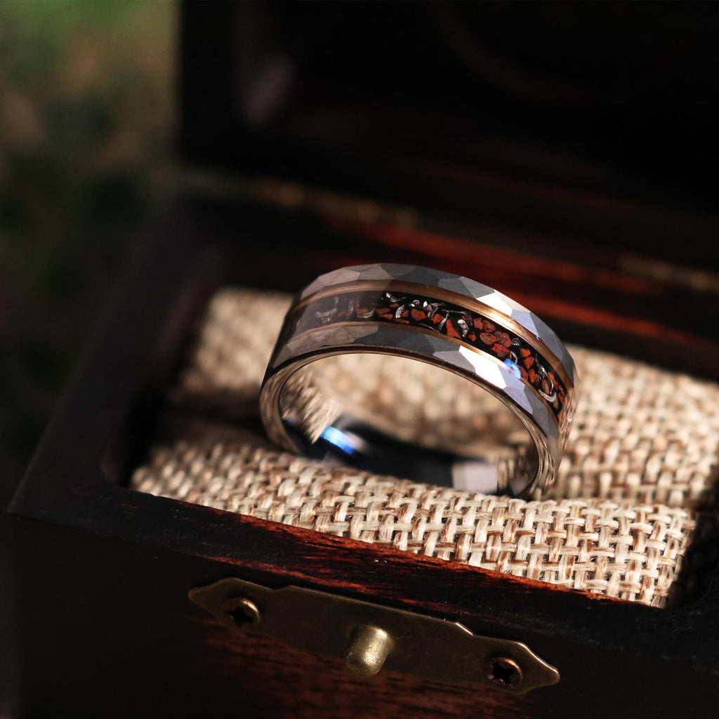 Meteorite Dinosaur Bone x Rose Gold Tungsten