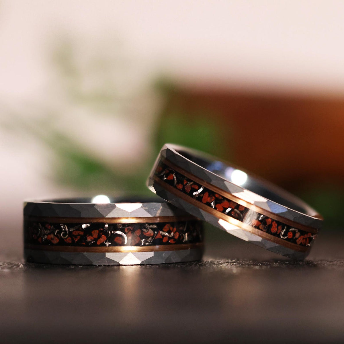 Meteorite Dinosaur Bone x Rose Gold Tungsten