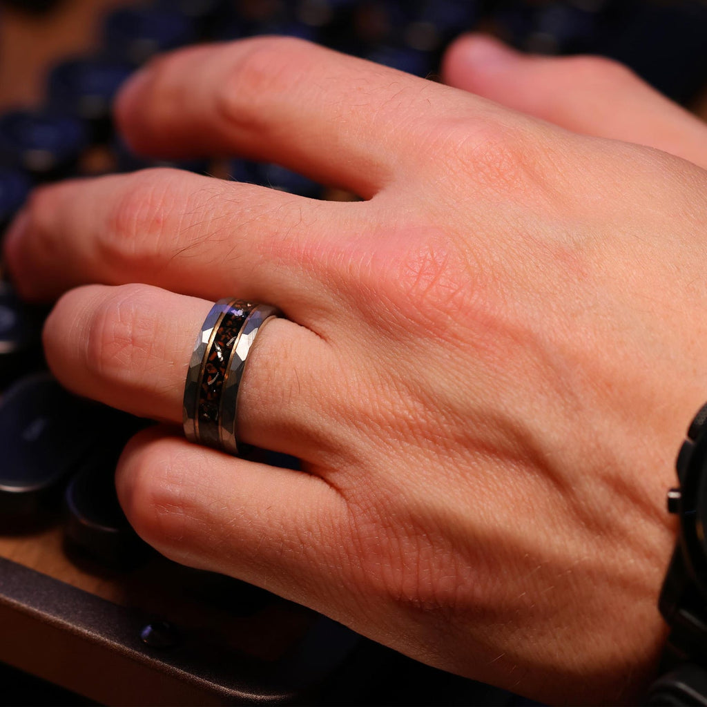 Meteorite Dinosaur Bone x Rose Gold Tungsten