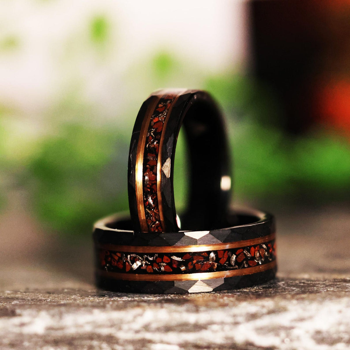 Meteorite Dinosaur Bone x Rose Gold Tungsten