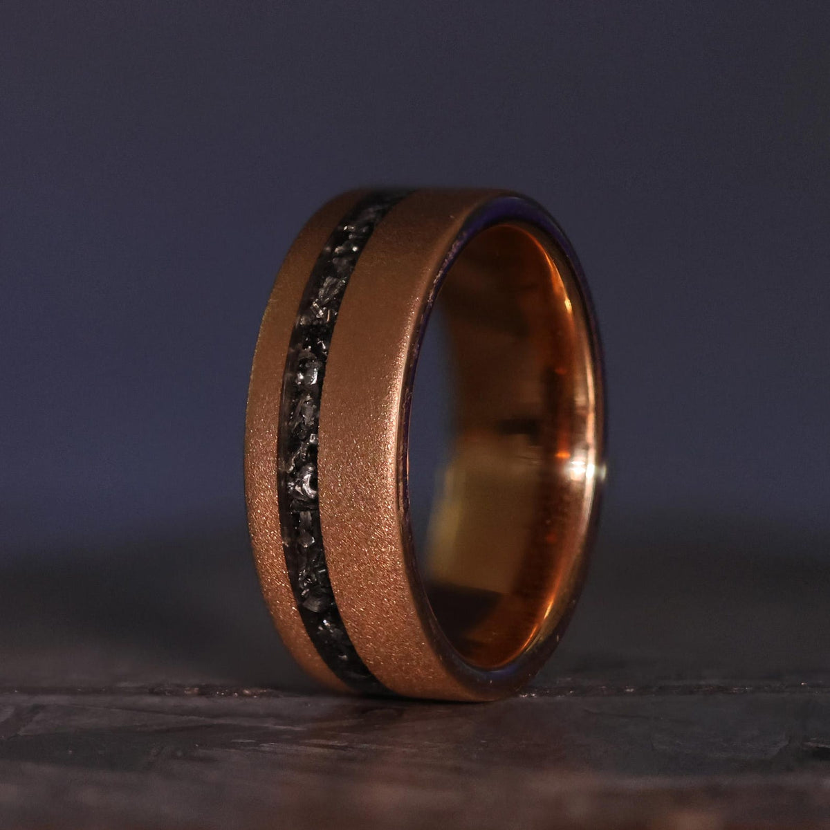 Couples Set | Rose Gold Meteorite | 18k Sandblasted Tungsten