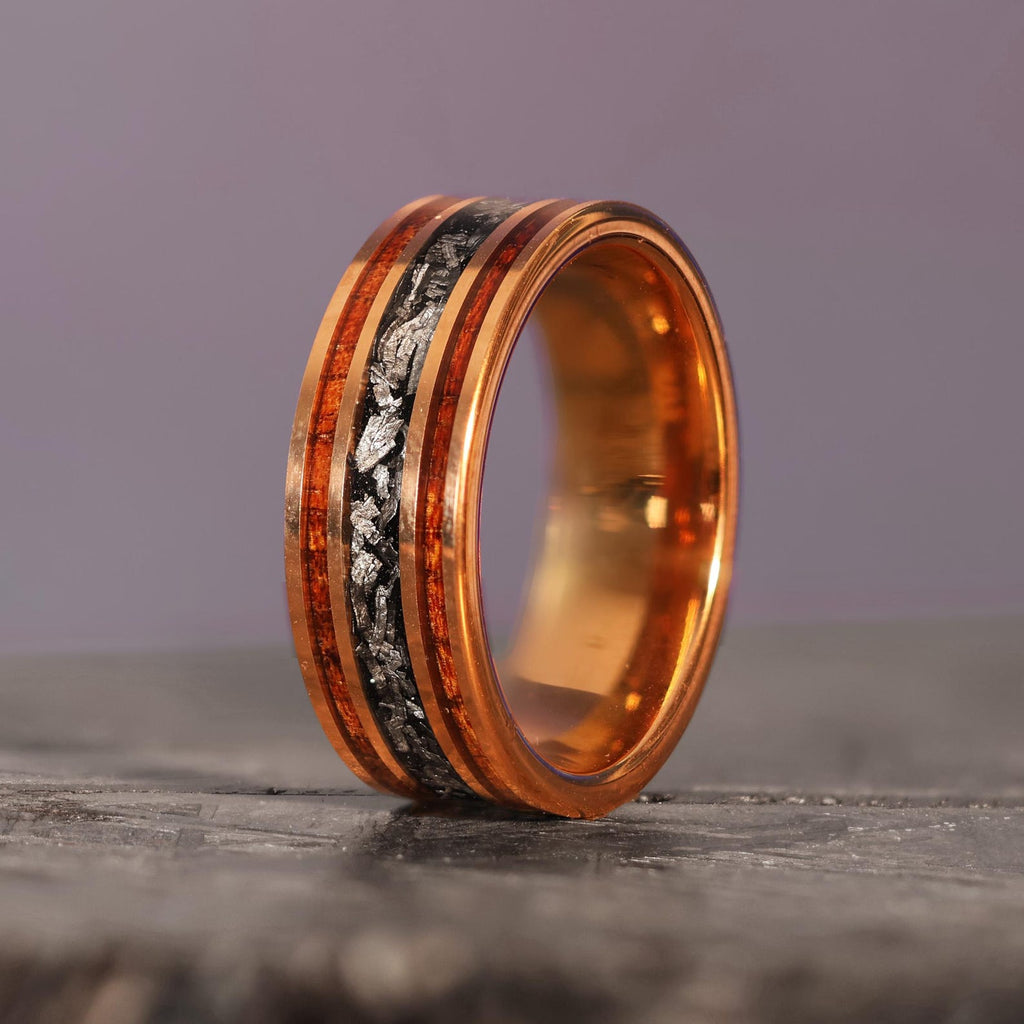 Hawaiian Koa Meteorite Core 8mm Band