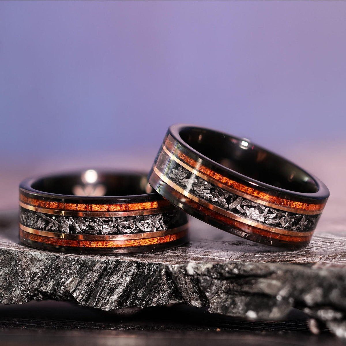 18k Gold Koa Meteorite Core Hawaiian Wood Ring