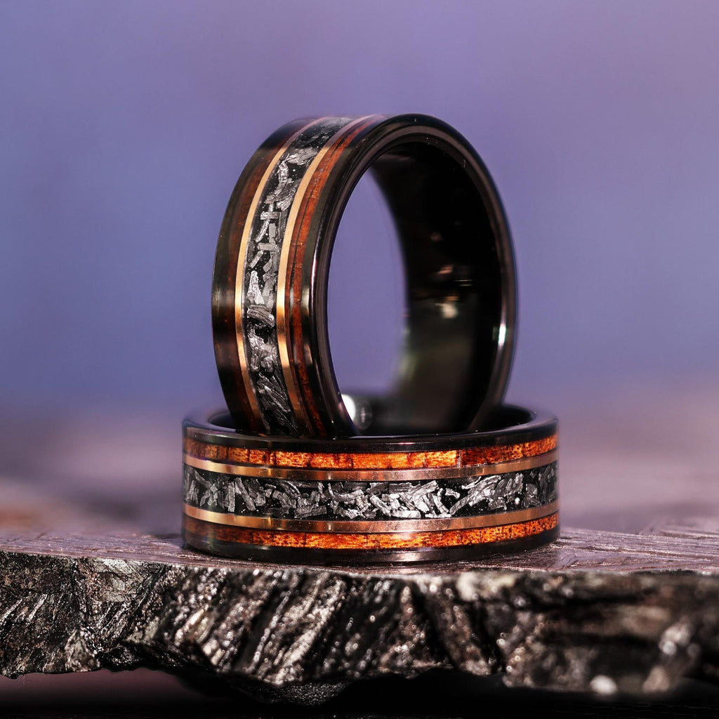 Hawaiian Koa Meteorite Core 8mm Band