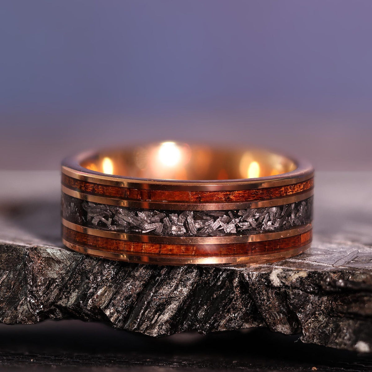 Hawaiian Koa Meteorite Core 8mm Band