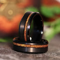 The MAUI : Hawaiian Koa Wood Black Tungsten Mens Wedding Ring