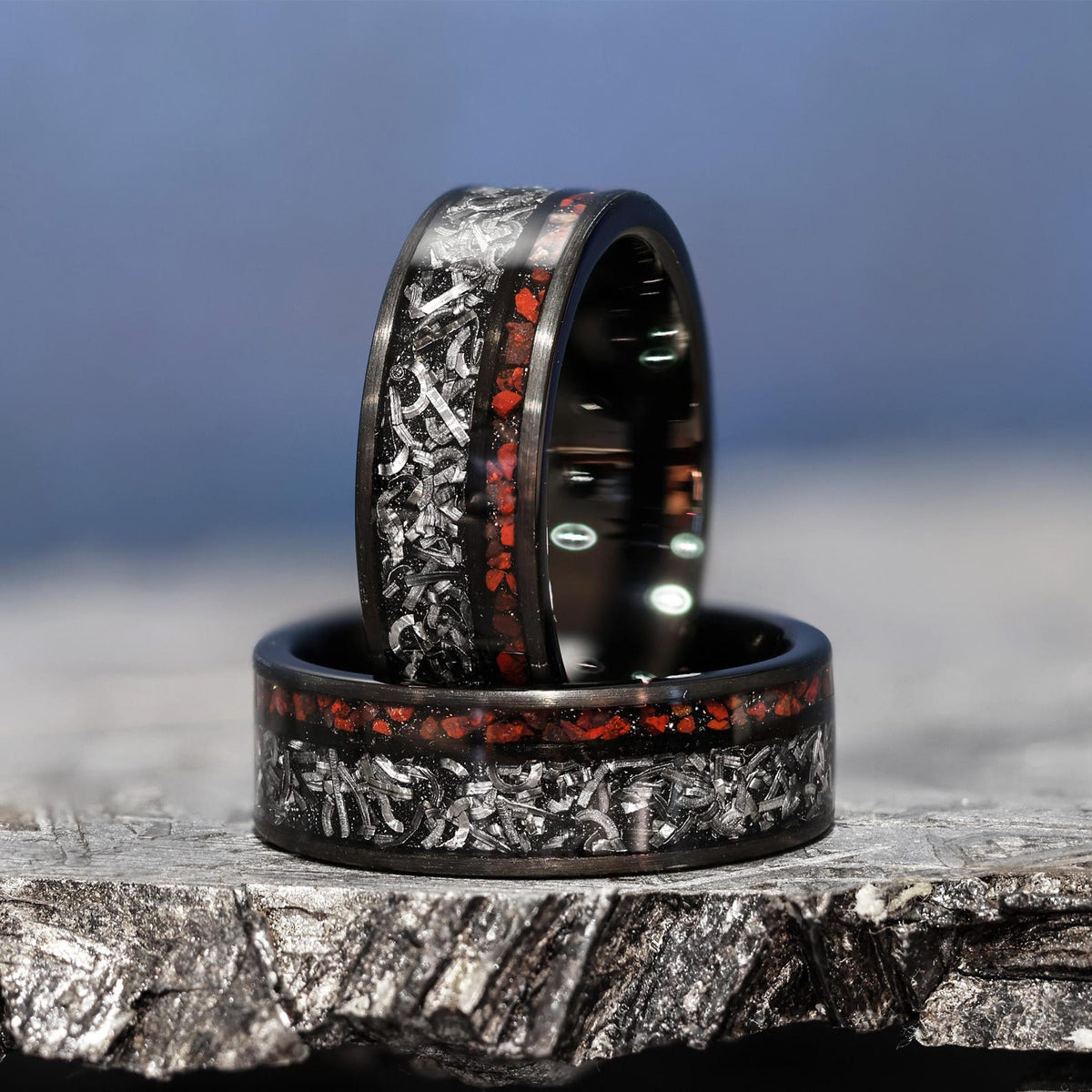 Gibeon Meteorite Dinosaur Fossil Wedding Band