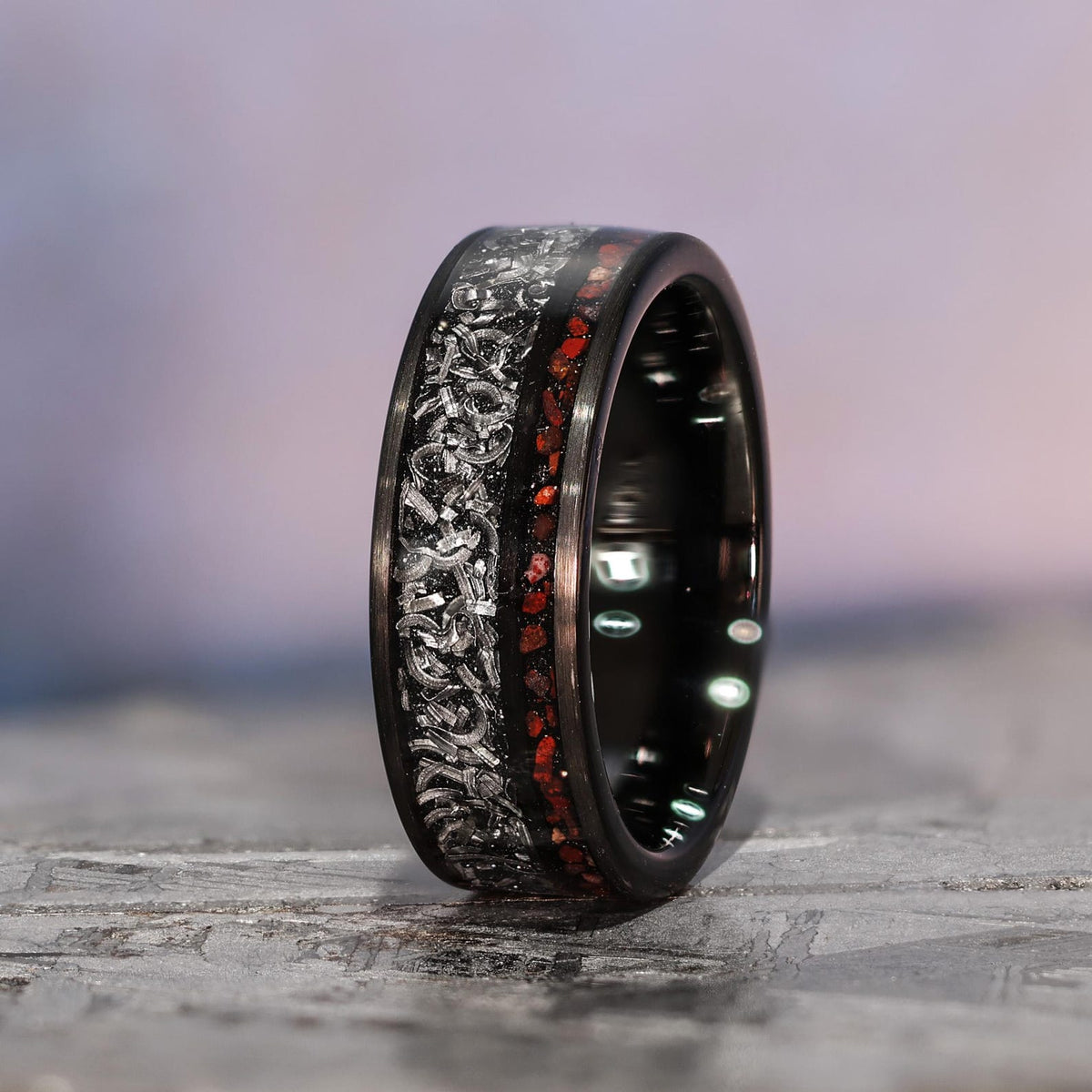Gibeon Meteorite Dinosaur Fossil Wedding Band