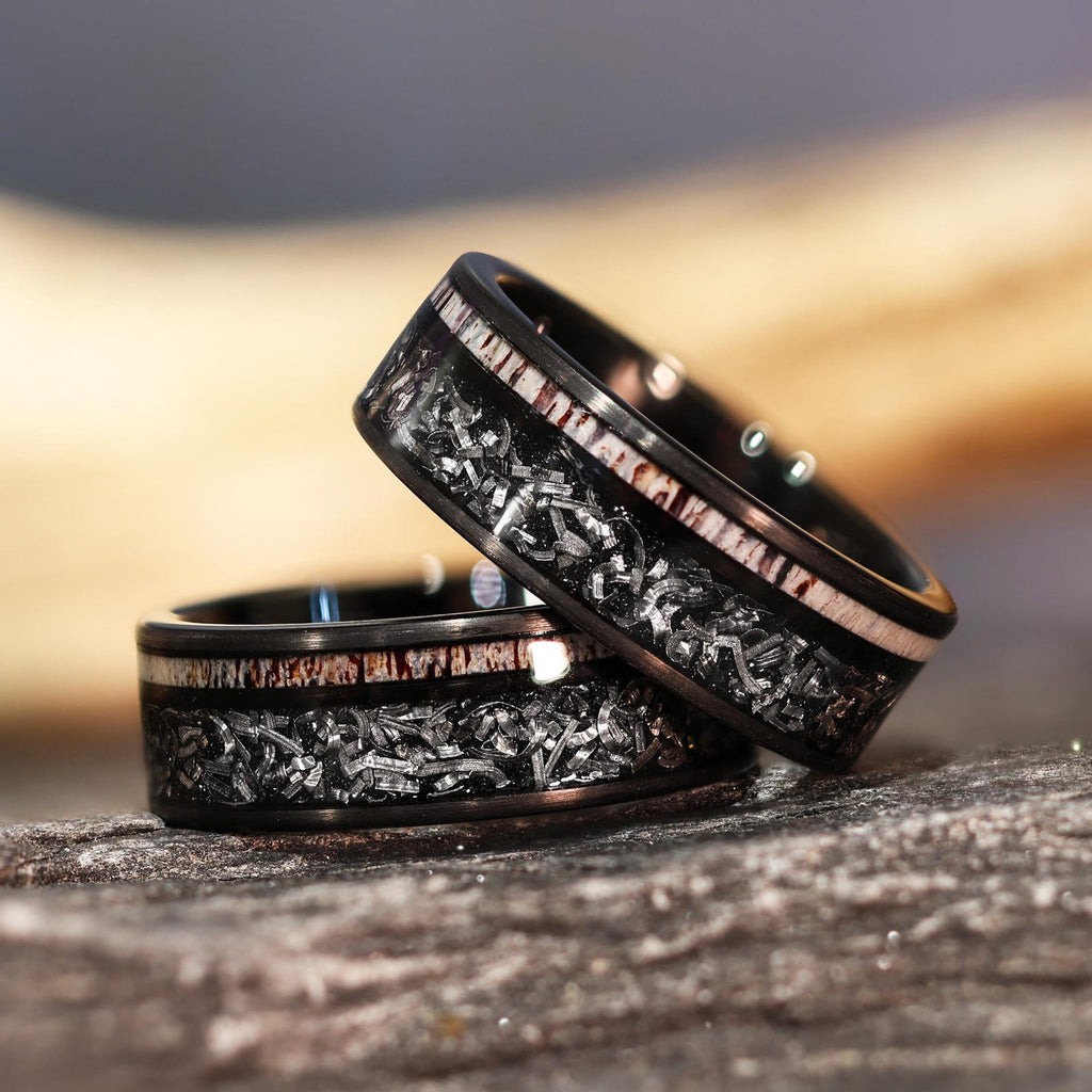 Elk Meteorite Wedding Ring in 8mm Wedding Band