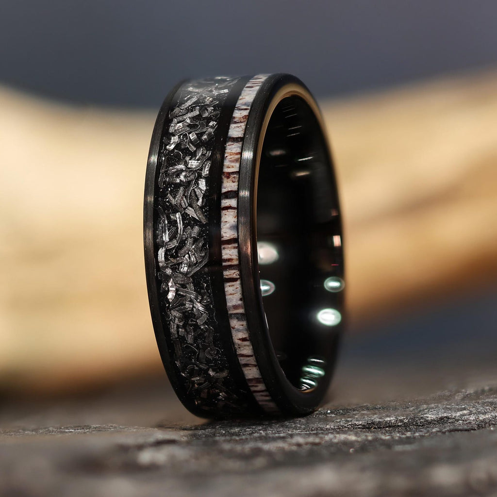 Elk Meteorite Wedding Ring in 8mm Wedding Band