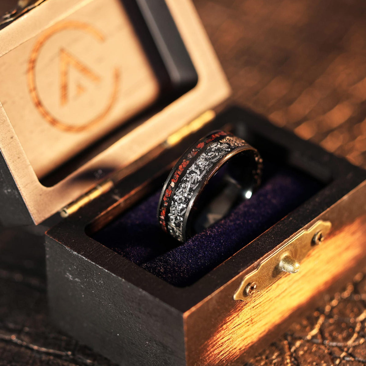 Gibeon Meteorite Dinosaur Fossil Wedding Band