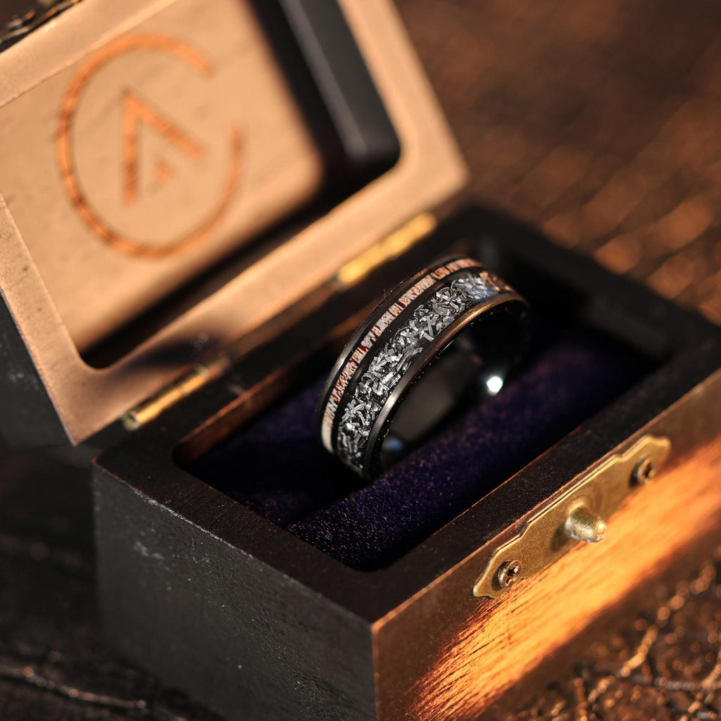 Elk Meteorite Wedding Ring in 8mm Wedding Band
