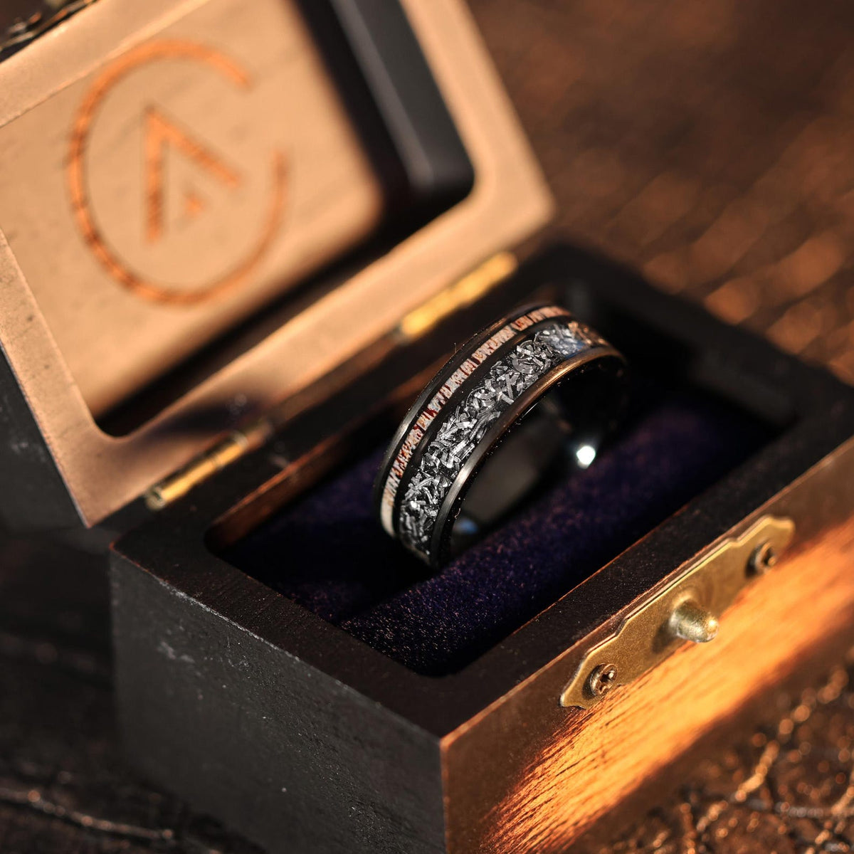 Elk Meteorite Wedding Ring in 8mm Wedding Band