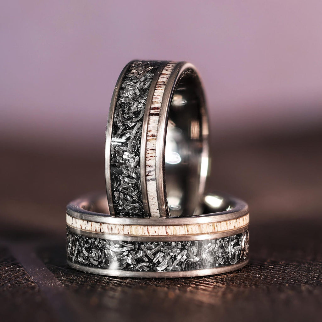Elk Meteorite Wedding Ring in 8mm Wedding Band