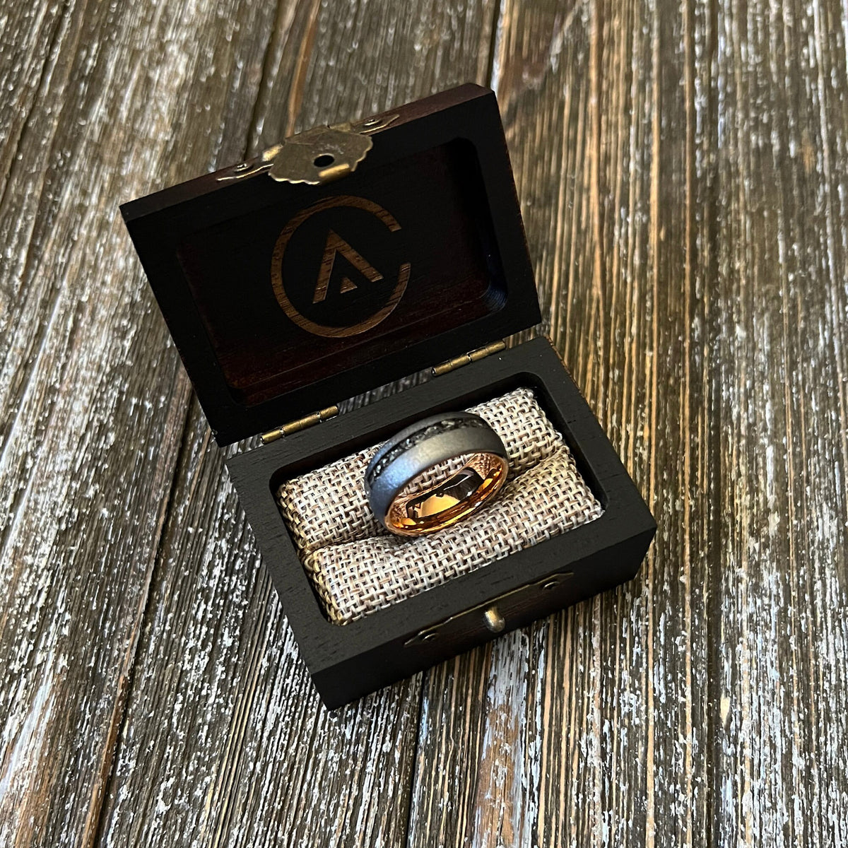 Meteorite Sandblasted with Rose Gold