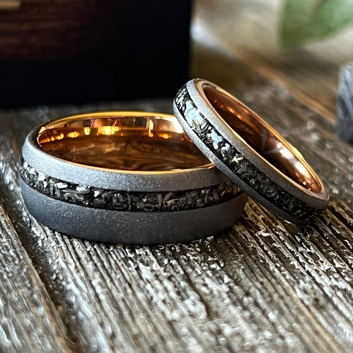 Meteorite Sandblasted with Rose Gold