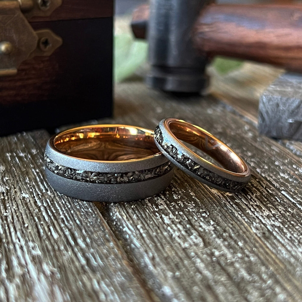 Meteorite Sandblasted with Rose Gold