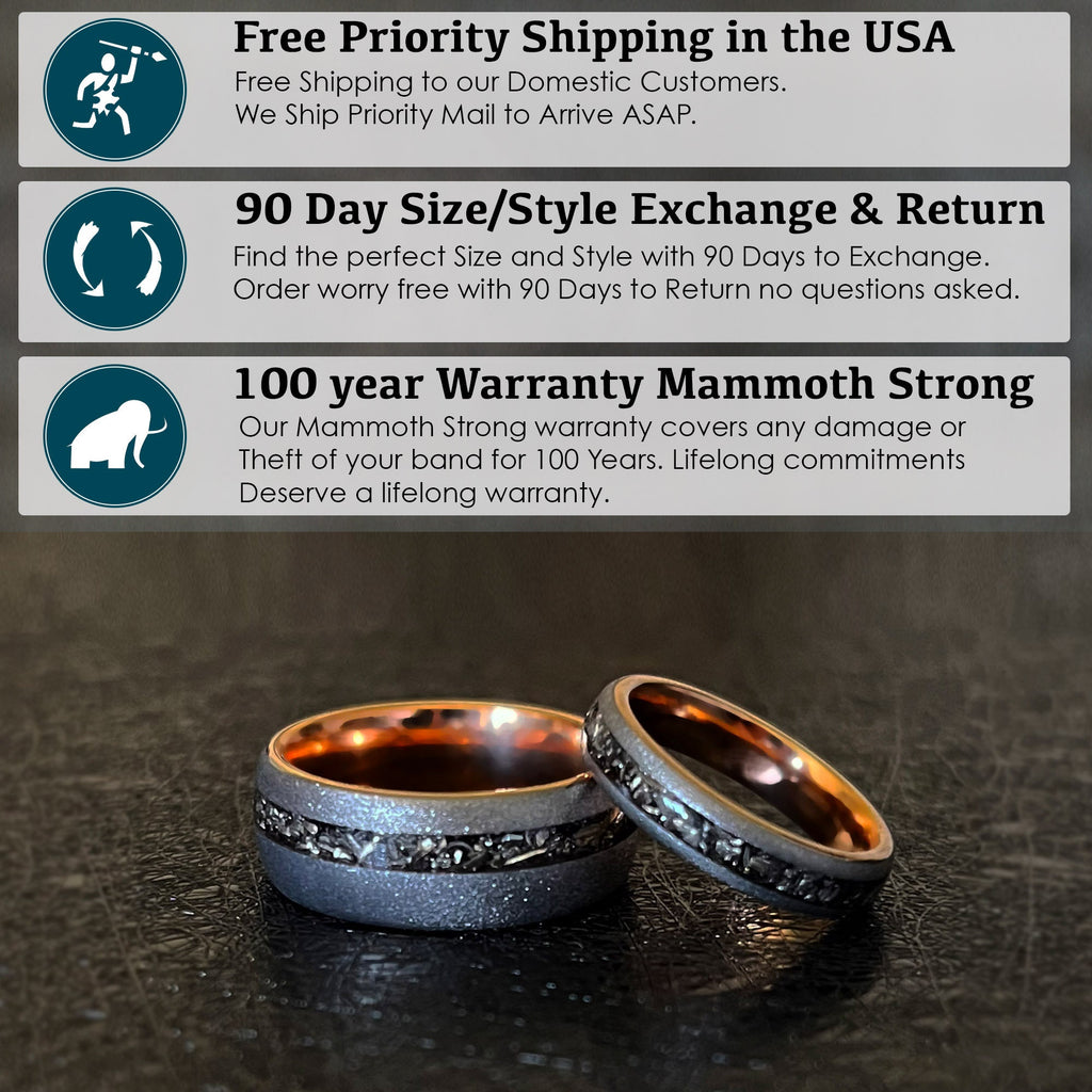 Meteorite Sandblasted with Rose Gold