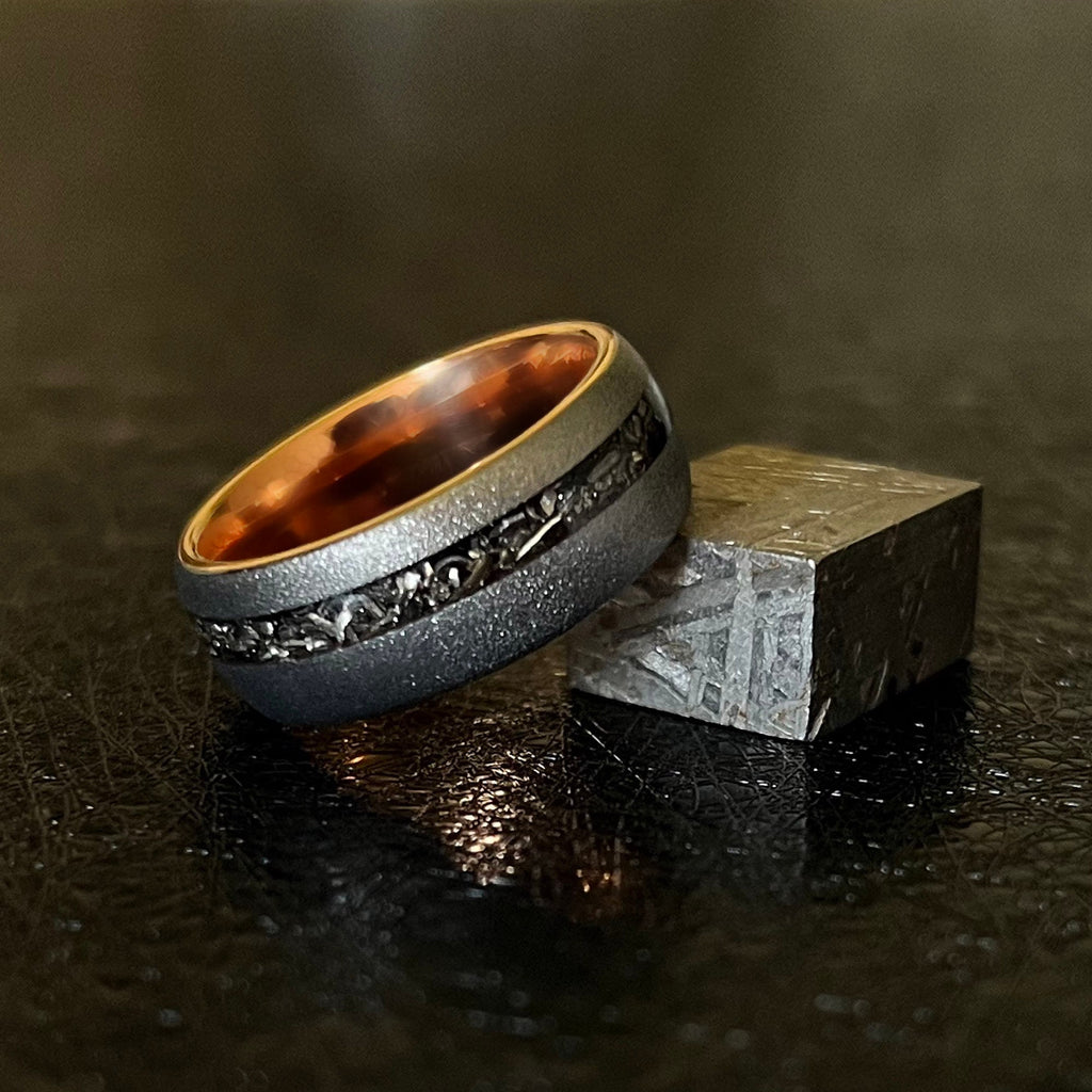 Meteorite Sandblasted with Rose Gold