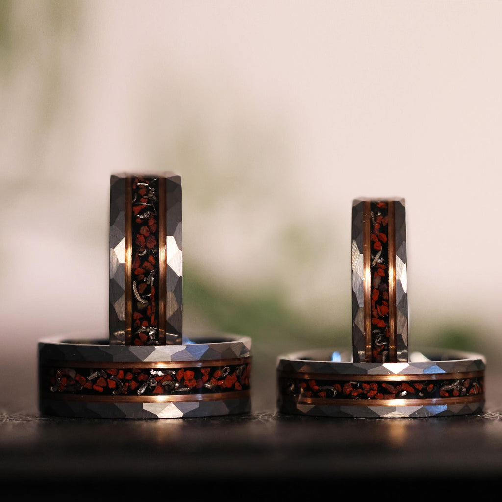 Meteorite Dinosaur Bone x Rose Gold Tungsten