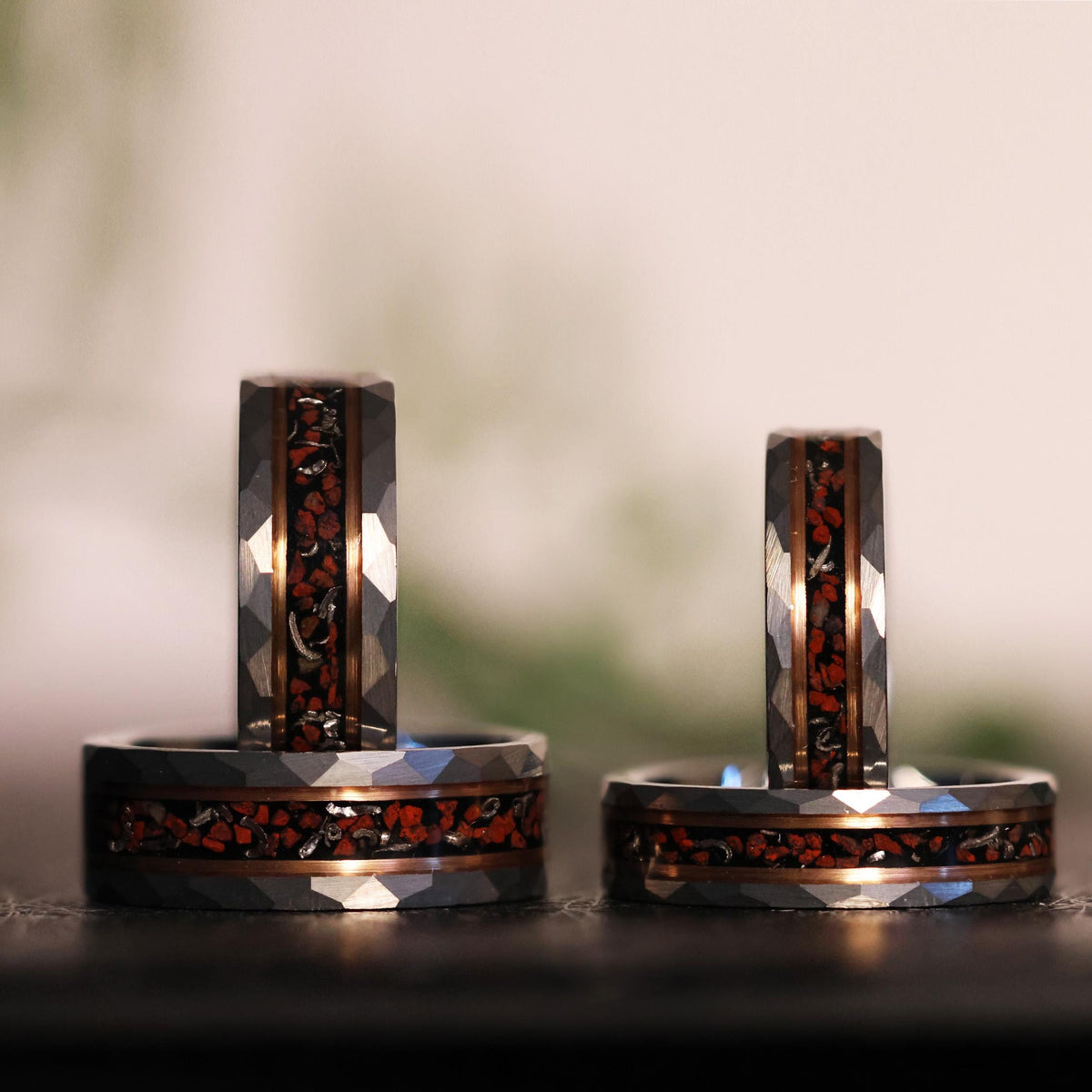 Meteorite Dinosaur Bone x Rose Gold Tungsten