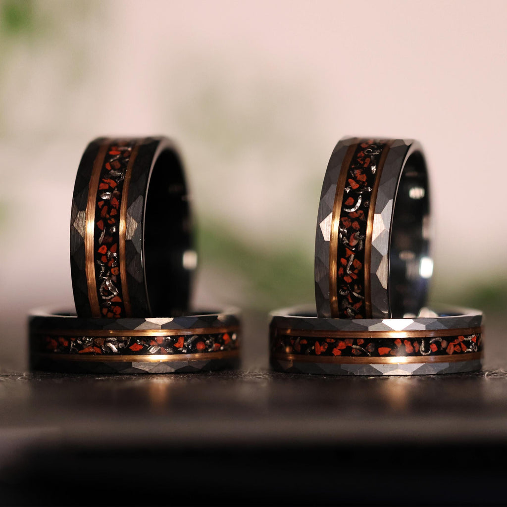 Meteorite Dinosaur Bone x Rose Gold Tungsten