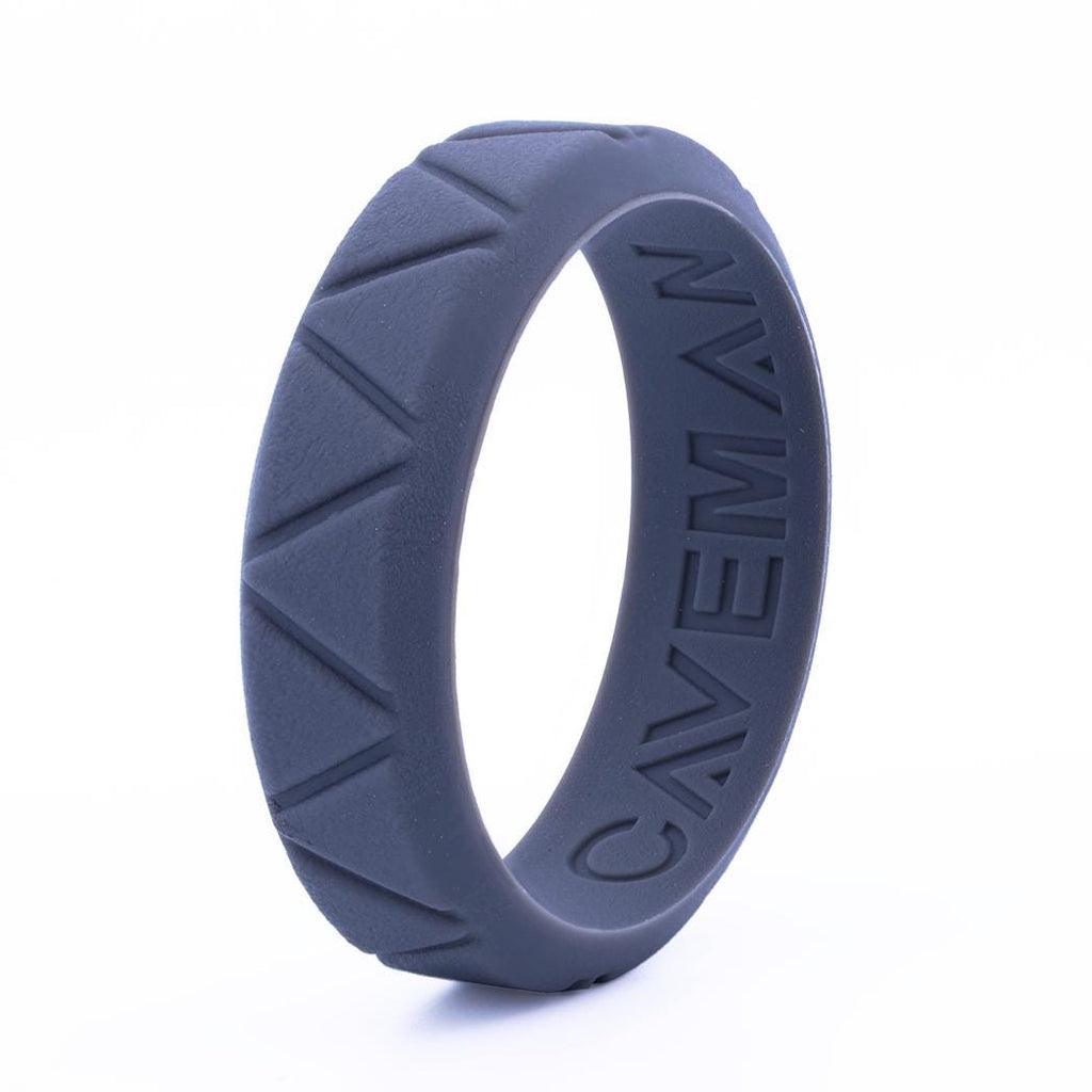 Mens Slate 7mm Silicone Wedding Ring. Unique Mens Fitness Rubber Gift Band.
